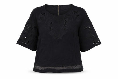 Womens UK Size 12 Warehouse Black Tunic Blouse
