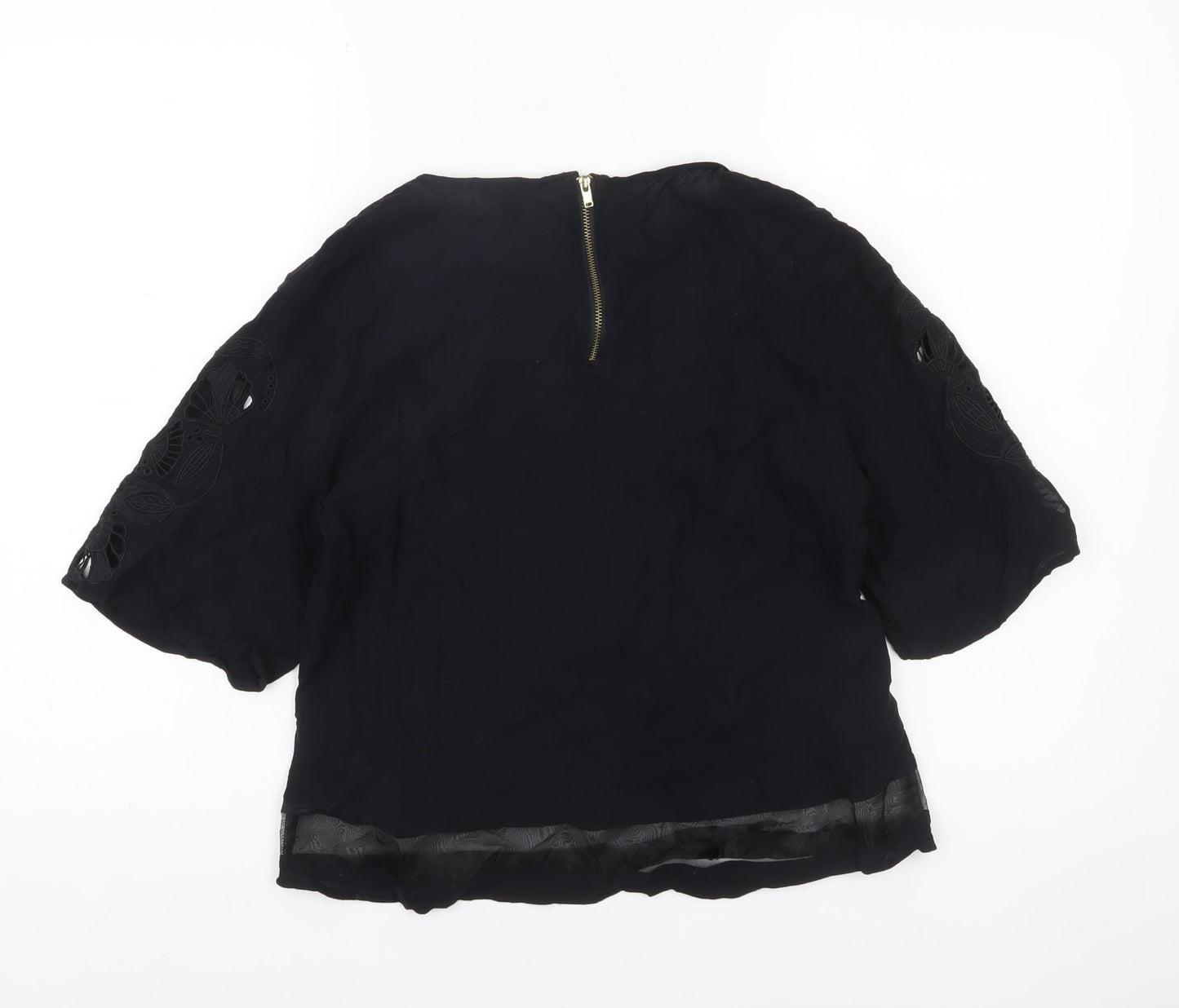 Womens UK Size 12 Warehouse Black Tunic Blouse