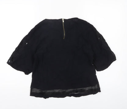Womens UK Size 12 Warehouse Black Tunic Blouse