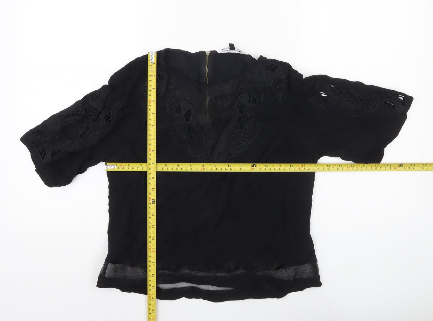 Womens UK Size 12 Warehouse Black Tunic Blouse