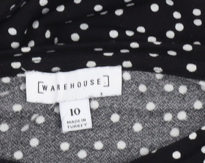 Warehouse Women’s Black Polka Dot Shift Dress Size 10 Short Sleeve