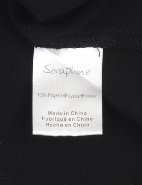 Séraphine Women Black Blouse UK 8 Sleeveless Tunic Style