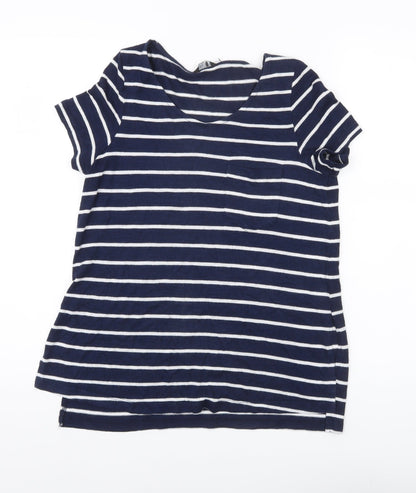 M&Co Women’s Petite Blue Striped T-Shirt Size 14 Short Sleeve