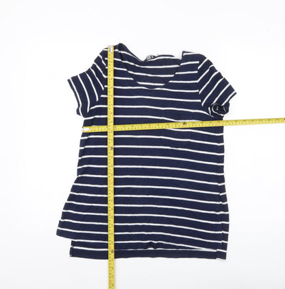 M&Co Women’s Petite Blue Striped T-Shirt Size 14 Short Sleeve