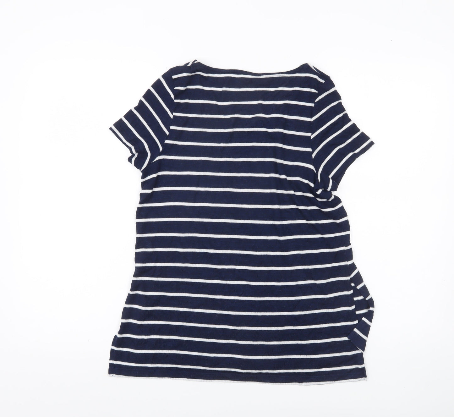 M&Co Women’s Petite Blue Striped T-Shirt Size 14 Short Sleeve