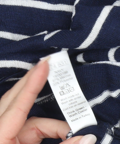 M&Co Women’s Petite Blue Striped T-Shirt Size 14 Short Sleeve