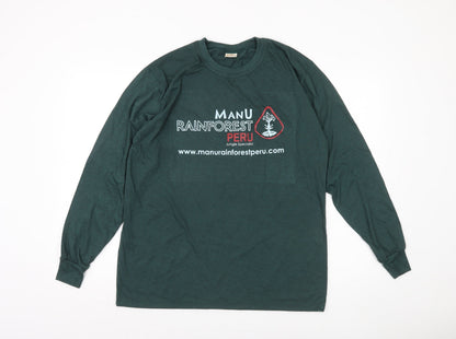 Machu Picchu Men's Green L Long Sleeve Graphic T-Shirt Casual