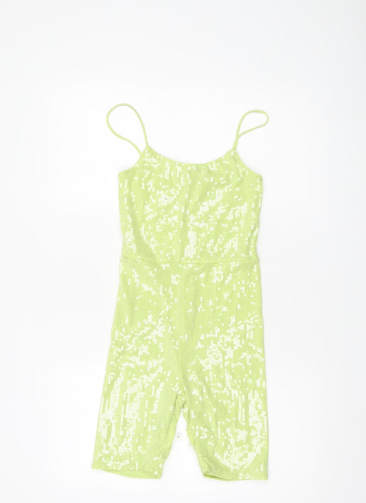 Motel Womens Green Sequin Playsuit XS Slim Fit Summer Party