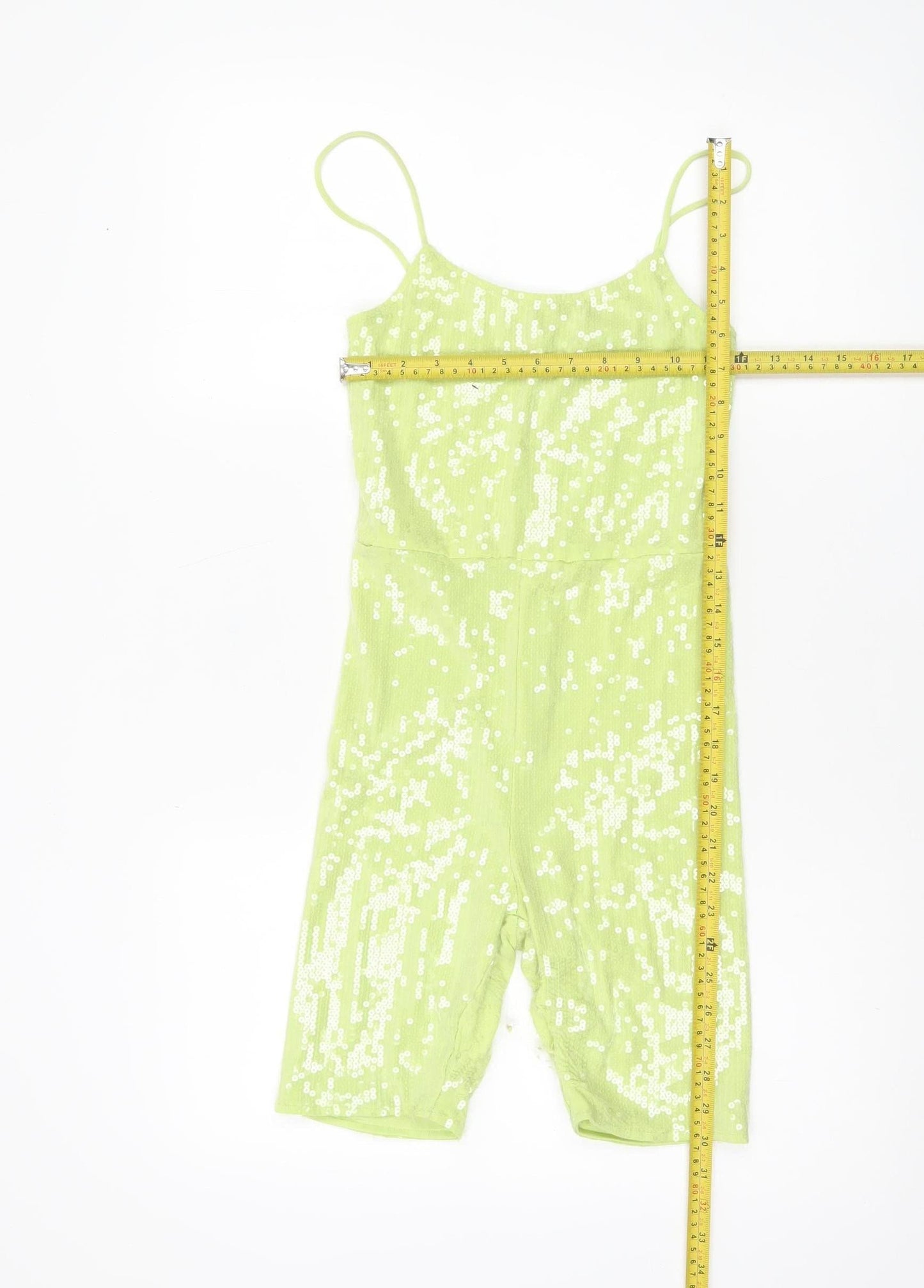 Motel Womens Green Sequin Playsuit XS Slim Fit Summer Party