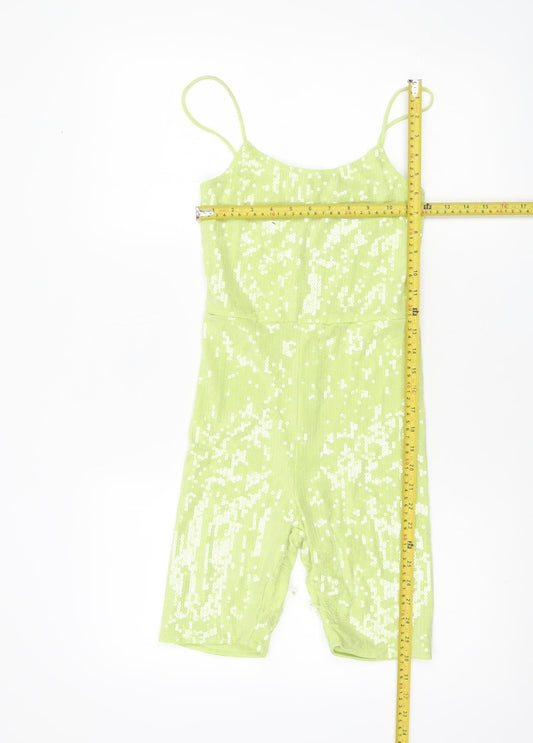 Motel Womens Green Sequin Playsuit XS Slim Fit Summer Party