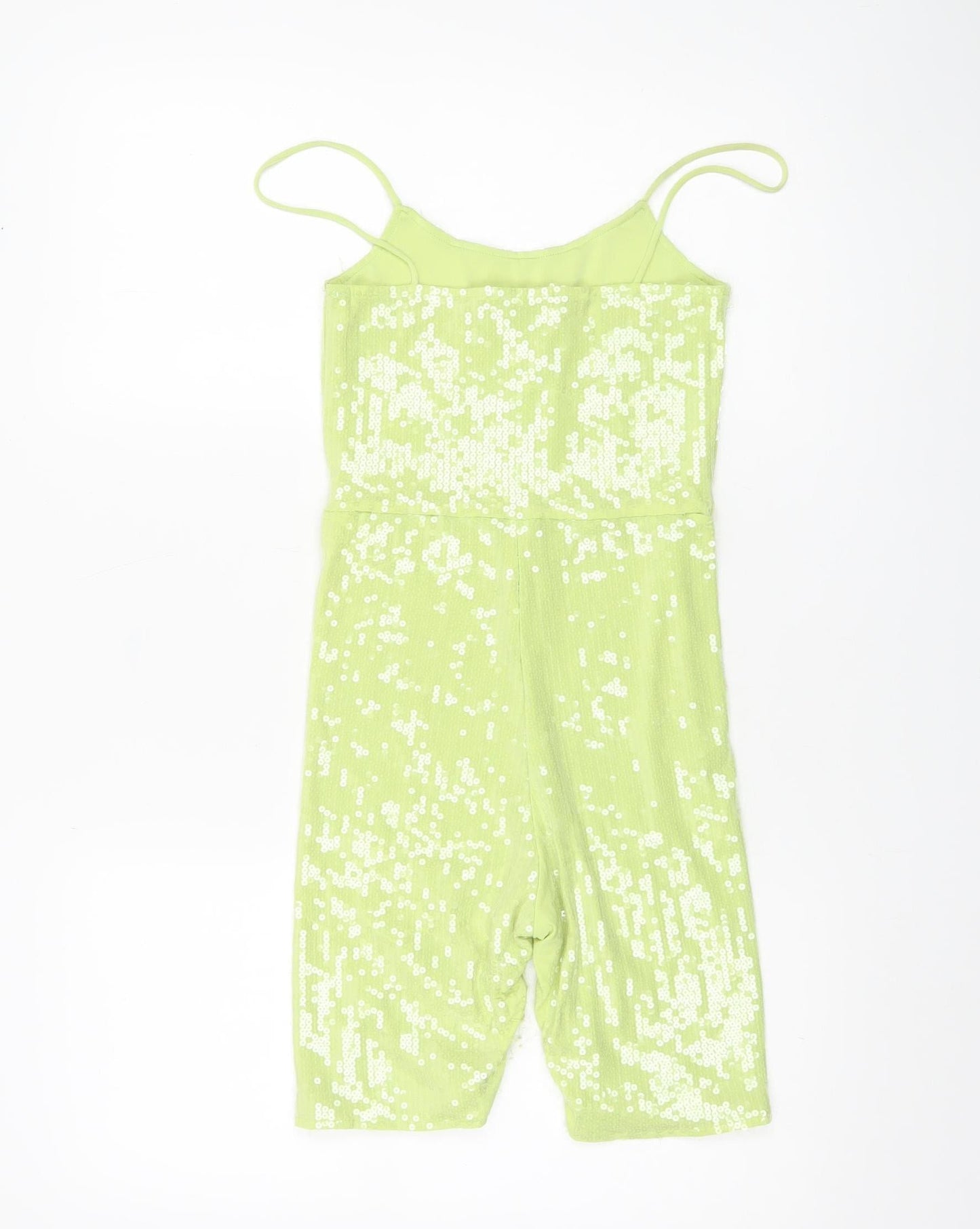 Motel Womens Green Sequin Playsuit XS Slim Fit Summer Party