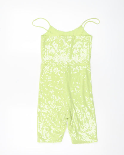 Motel Womens Green Sequin Playsuit XS Slim Fit Summer Party