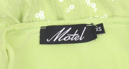 Motel Womens Green Sequin Playsuit XS Slim Fit Summer Party