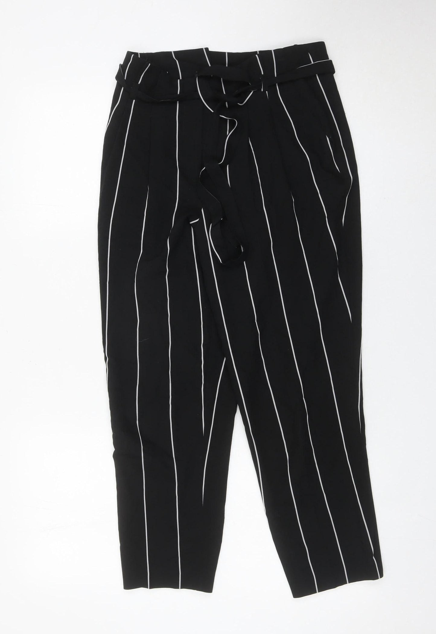 Womens UK Size 8 Miss Selfridge Regular Fit Paperbag Black Trousers