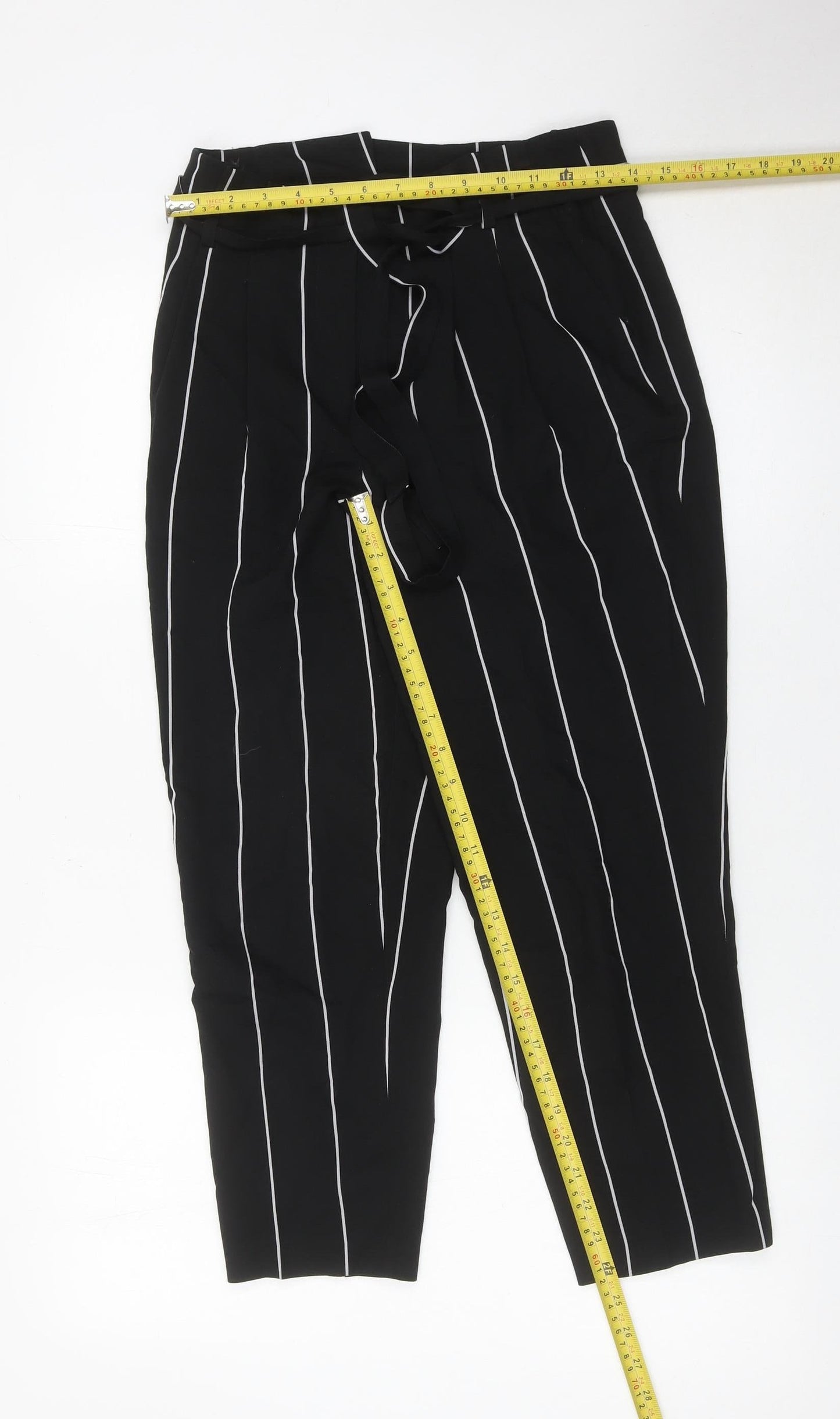 Womens UK Size 8 Miss Selfridge Regular Fit Paperbag Black Trousers