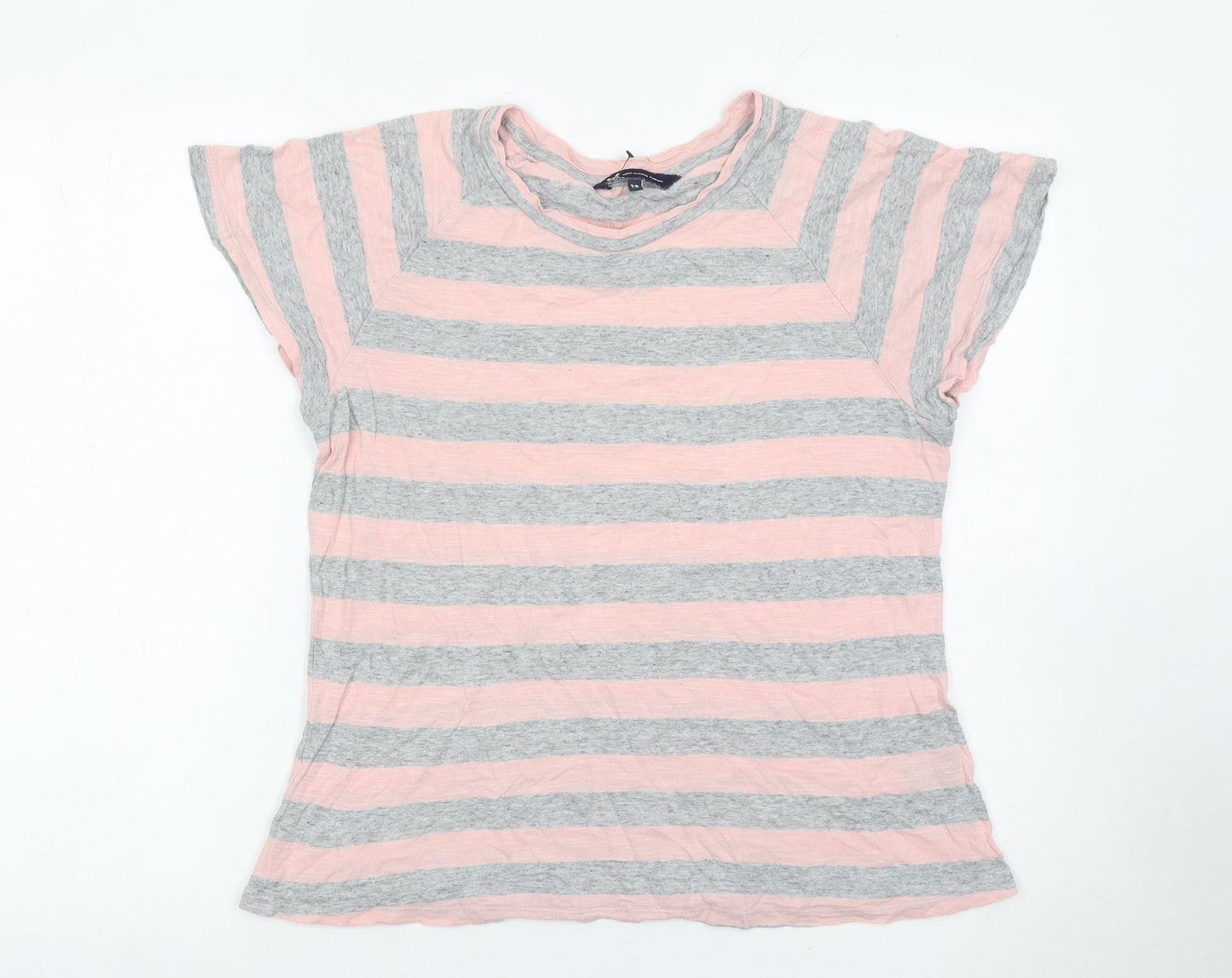Crew Clothing Women’s Pink Grey Striped T-Shirt Size 12