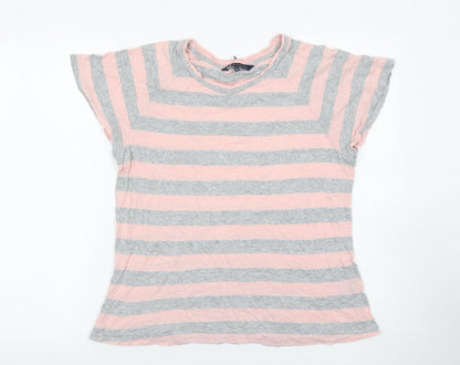 Crew Clothing Women’s Pink Grey Striped T-Shirt Size 12