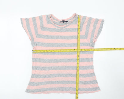 Crew Clothing Women’s Pink Grey Striped T-Shirt Size 12