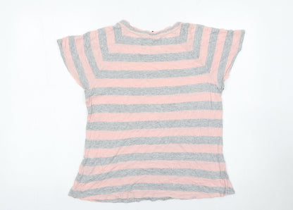 Crew Clothing Women’s Pink Grey Striped T-Shirt Size 12