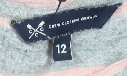 Crew Clothing Women’s Pink Grey Striped T-Shirt Size 12