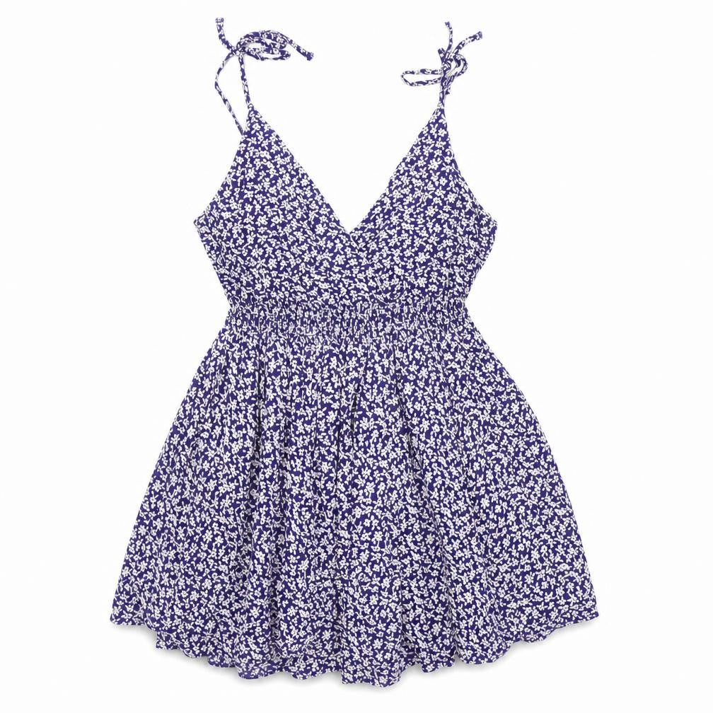 Jack Wills Womens Blue Floral Skater Dress Size 6 Summer V-Neck