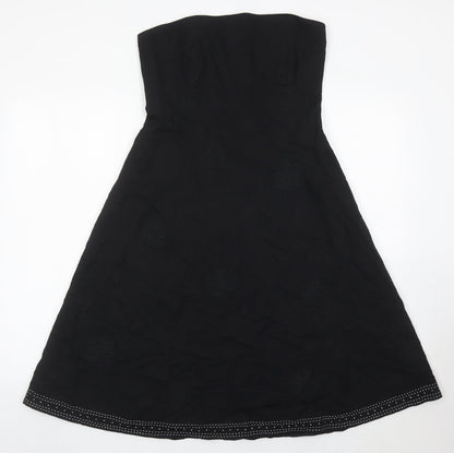 Jasper Conran Women’s Black Strapless A-Line Midi Dress Size 10