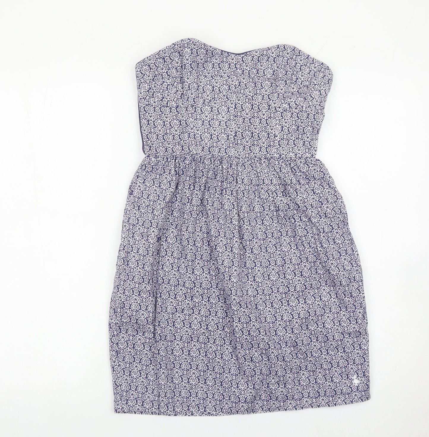 Jack Wills Women’s Blue Strapless Cotton Dress UK 8 Knee Length