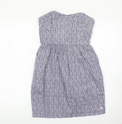 Jack Wills Women’s Blue Strapless Cotton Dress UK 8 Knee Length