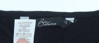 Womens UK Size 12 Bm Collection Black Basic Blouse