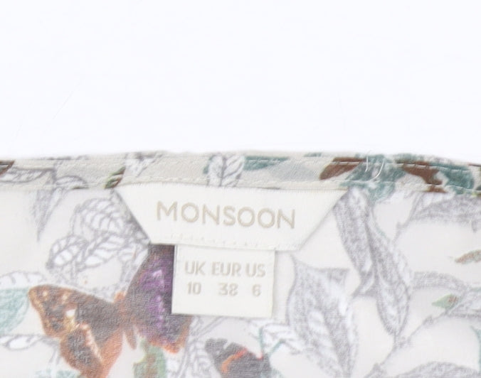 Monsoon Womens Multicoloured Butterfly Floral Chiffon Tank Top Size 10
