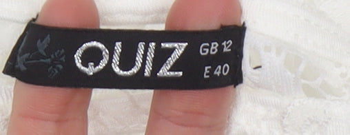 Quiz Womens White Lace Tunic Blouse Size 12 Sleeveless Summer Top