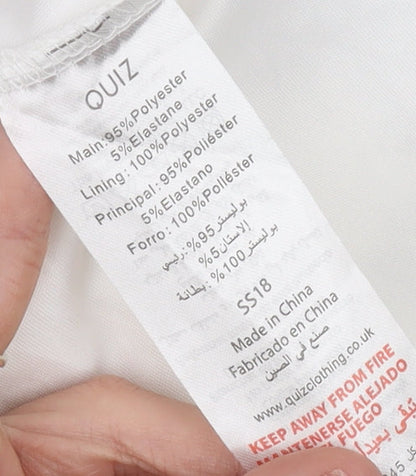 Quiz Womens White Lace Tunic Blouse Size 12 Sleeveless Summer Top