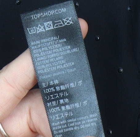 Topshop Women’s Black Glitter Maxi Evening Halter Dress UK 6