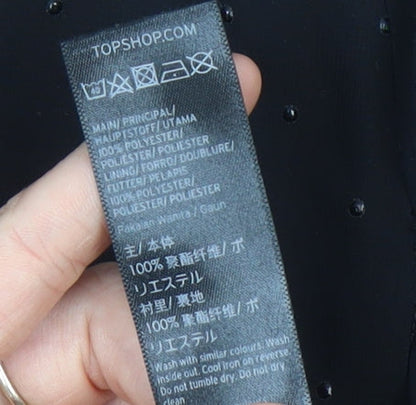 Topshop Women’s Black Glitter Maxi Evening Halter Dress UK 6