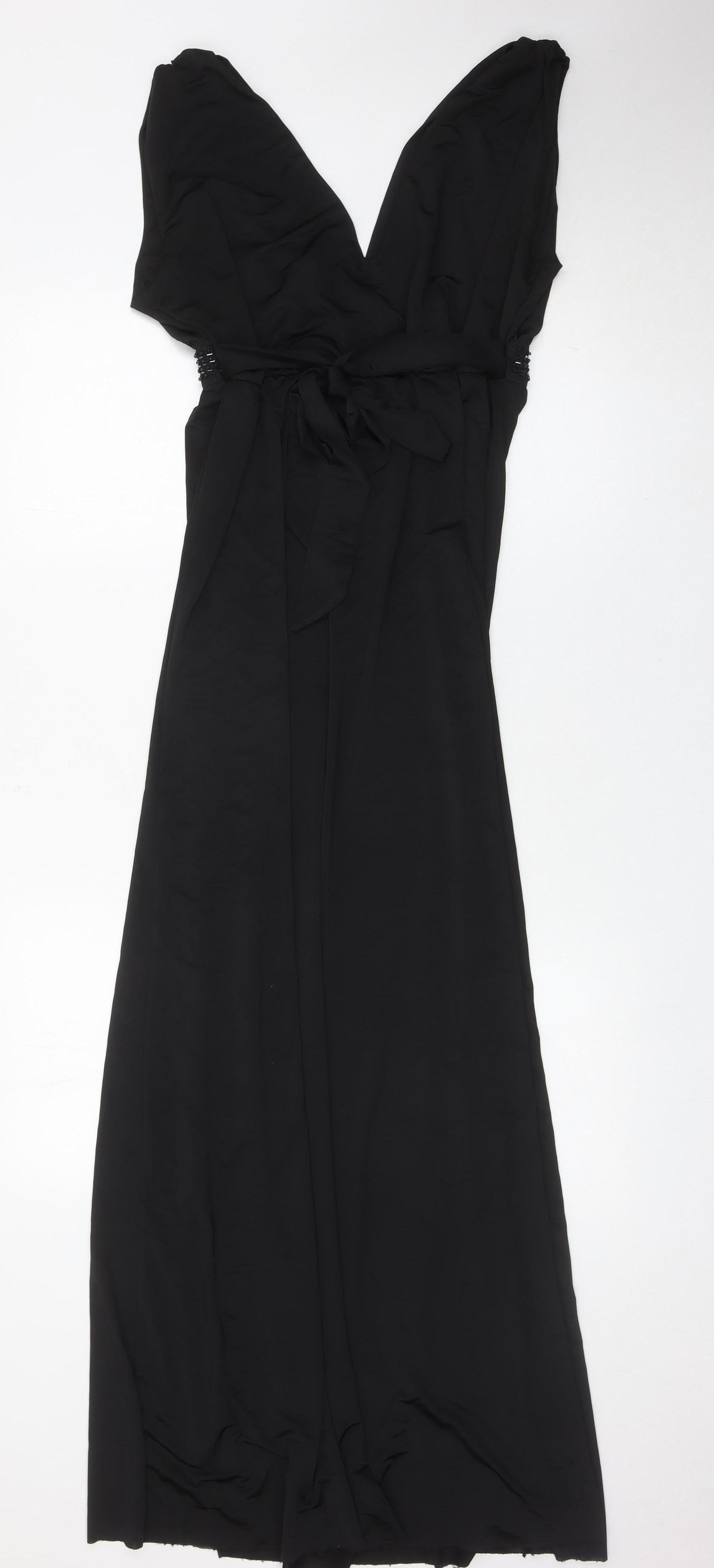Long Tall Sally Women’s Black Maxi Evening Dress M Tall Beaded Formal