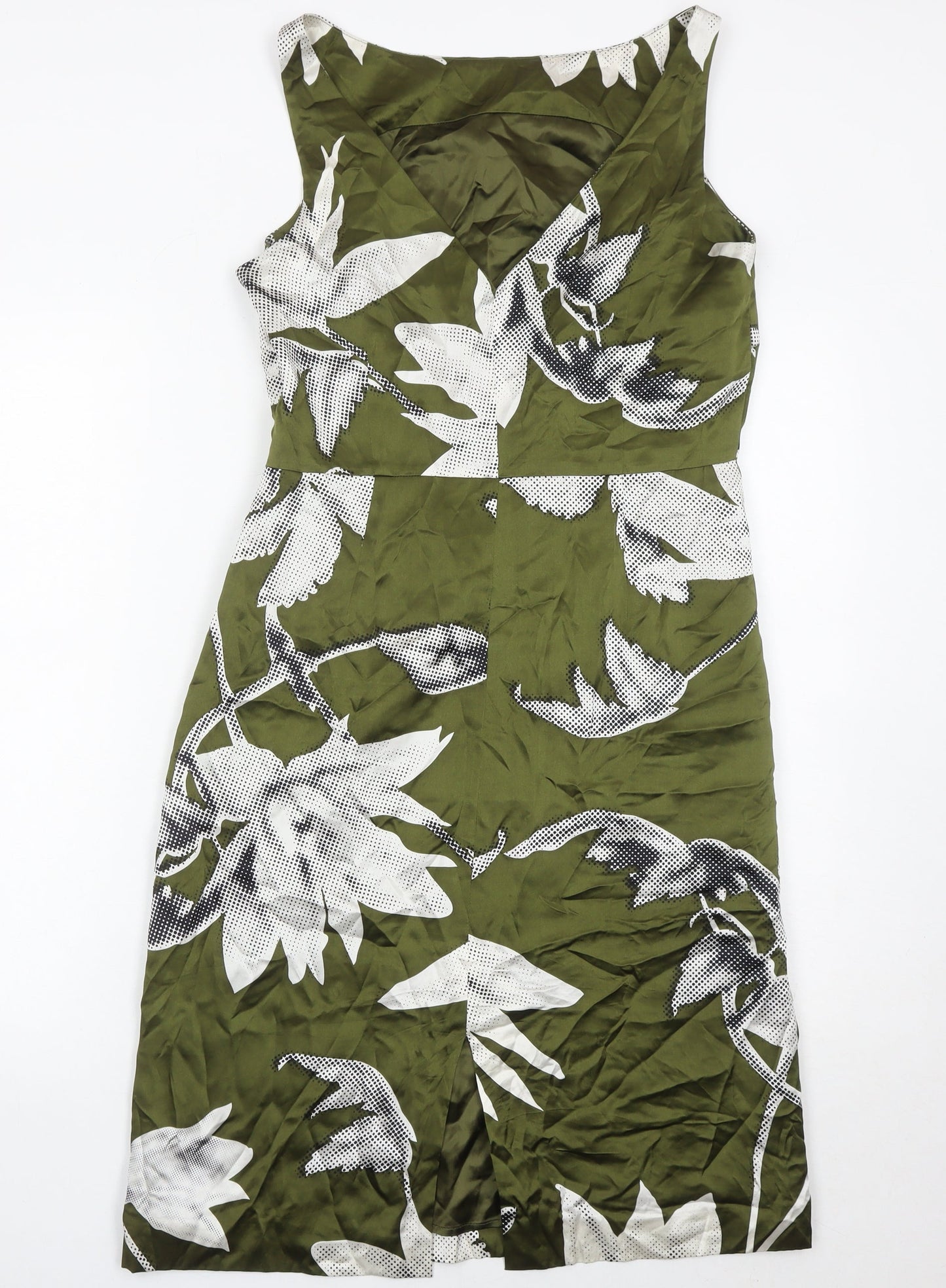 Coast Women’s Green Silk Floral Sheath Dress Size 12 Knee Length