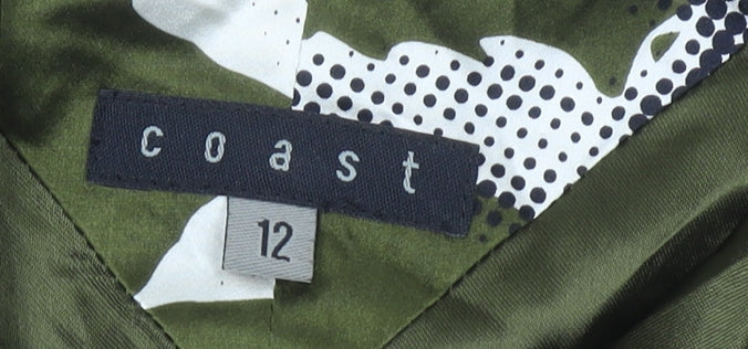 Coast Women’s Green Silk Floral Sheath Dress Size 12 Knee Length