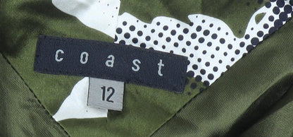 Coast Women’s Green Silk Floral Sheath Dress Size 12 Knee Length