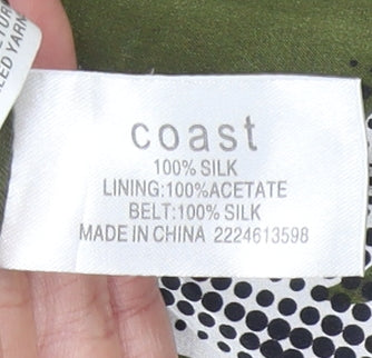 Coast Women’s Green Silk Floral Sheath Dress Size 12 Knee Length