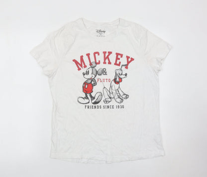 Womens UK Size 12 Disney White Basic T-Shirt