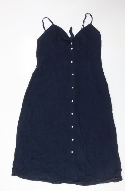 Dorothy Perkins Women Blue Size 18 Cotton Sleeveless Button Slip Dress
