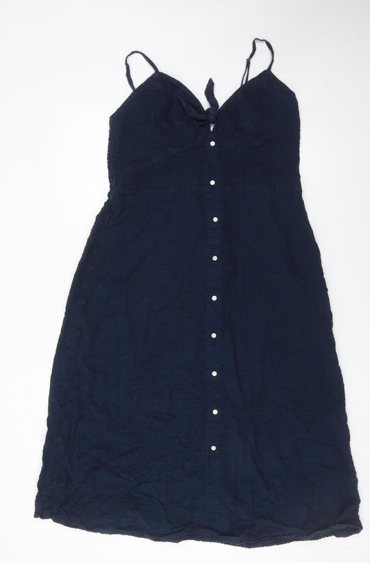 Dorothy Perkins Women Blue Size 18 Cotton Sleeveless Button Slip Dress