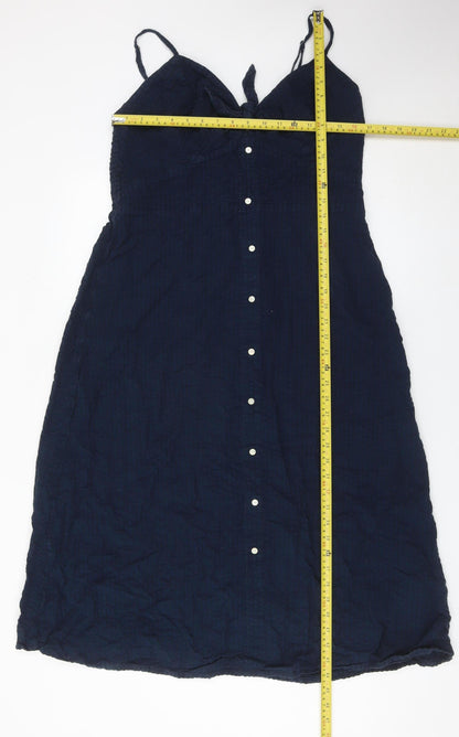 Dorothy Perkins Women Blue Size 18 Cotton Sleeveless Button Slip Dress