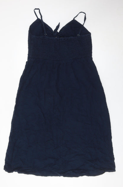 Dorothy Perkins Women Blue Size 18 Cotton Sleeveless Button Slip Dress