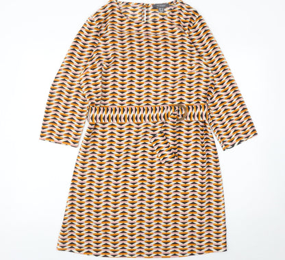 Primark Women’s Multicoloured Geometric A-Line Belted Dress Size 12
