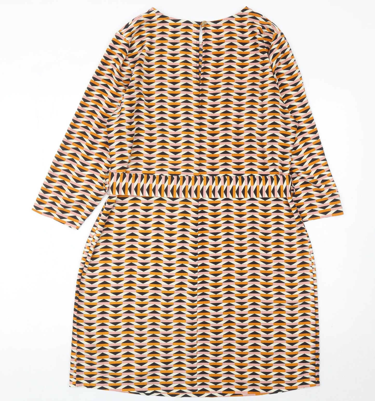 Primark Women’s Multicoloured Geometric A-Line Belted Dress Size 12