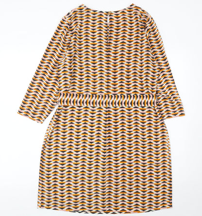 Primark Women’s Multicoloured Geometric A-Line Belted Dress Size 12