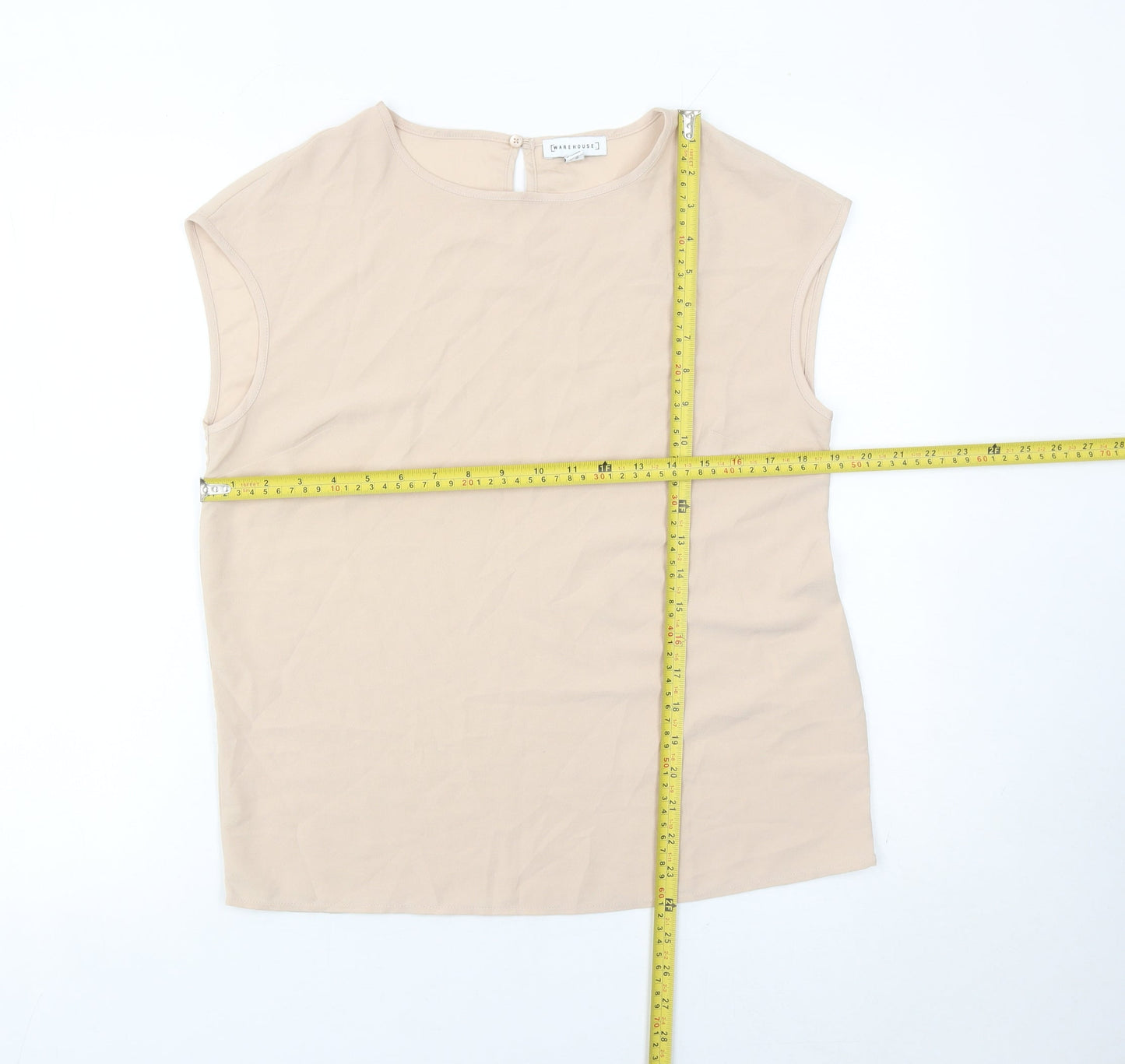 Womens UK Size 8 Warehouse Beige Basic Blouse