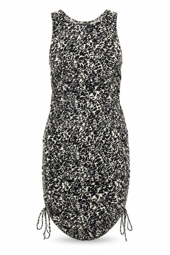 Motel Womens Black Animal Print Bodycon Mini Dress S