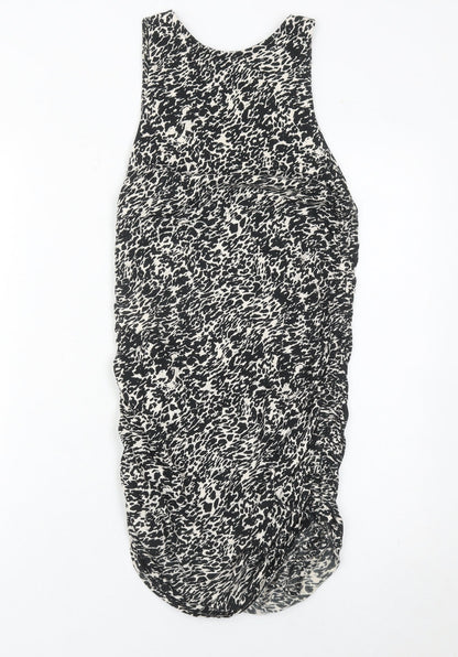 Motel Womens Black Animal Print Bodycon Mini Dress S